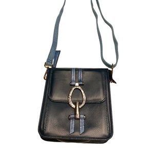 Roberto Mantellassi Genuine Leather Crossbody Purse Navy